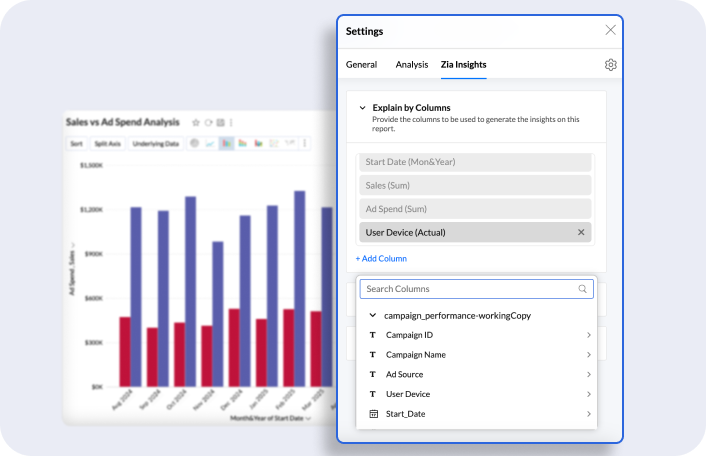 Customize Zia Insights feature