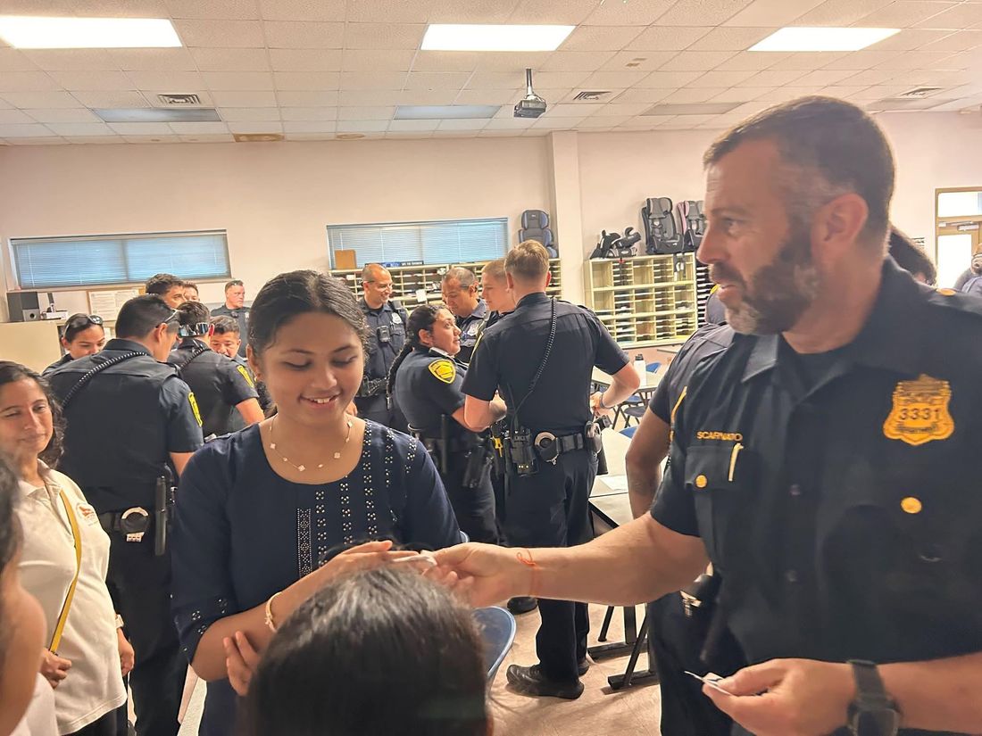 Rakshabandhan with police officers in San Antonio