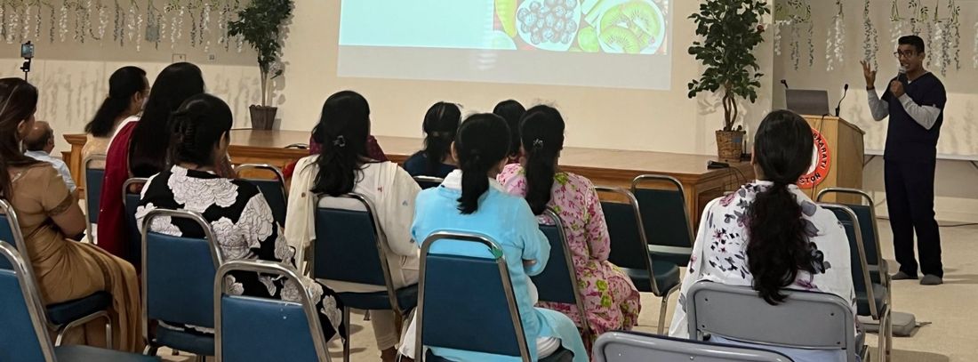 The nutrition and wellness session at the JVB Preksha Meditation Center, Houston