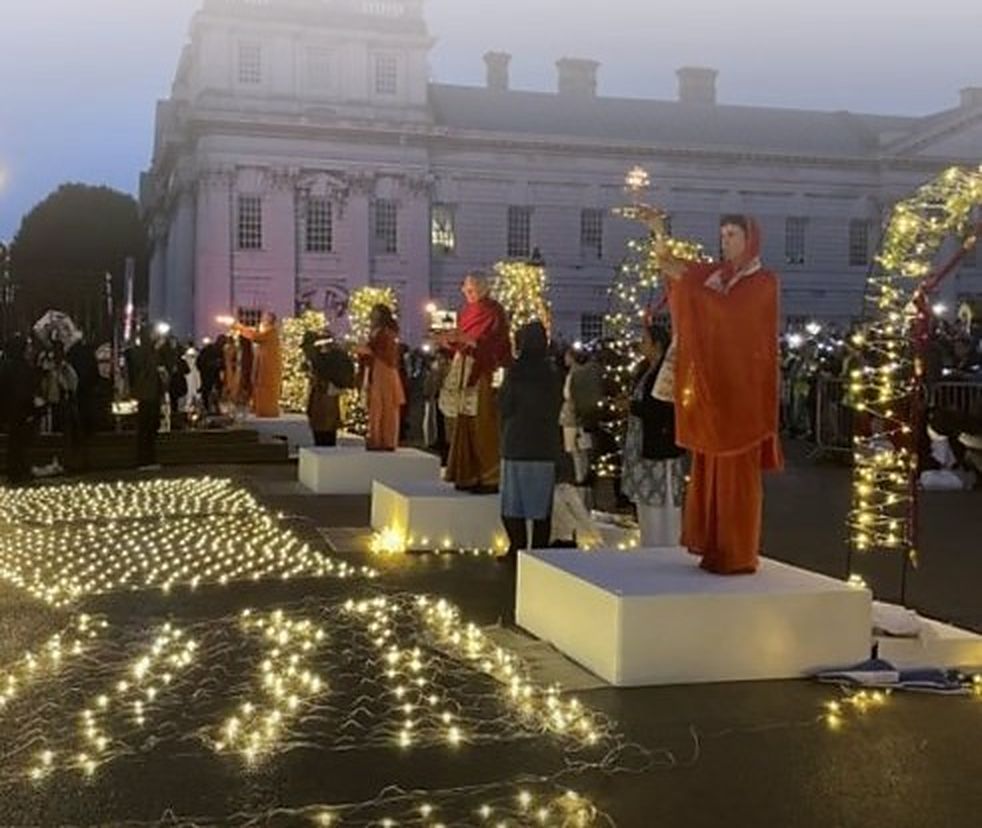 The Ganga Aarti on the Thames at the Old Royal Naval College, Greenwich