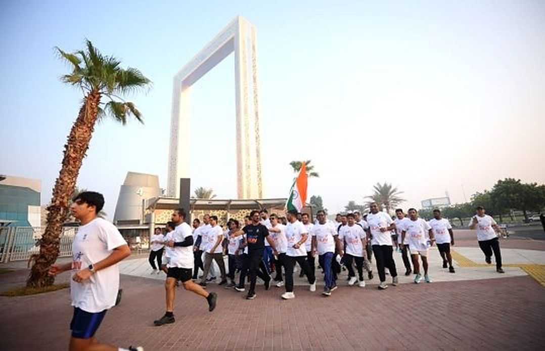 The Viksit Bharat Run near the Dubai Frame